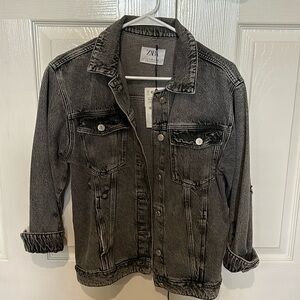 Zara boys dark grey denim jacket, size 11-11